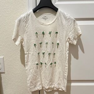 J. Crew Kids Cream Tee with Green Palm Tree Pattern